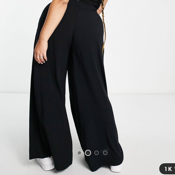 ASOS Curve Elegant Black Wide Leg Pants - Picture 2 of 9